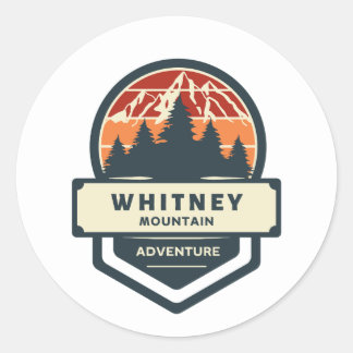 Whitney mountain peak climbing and hiking classic round sticker
