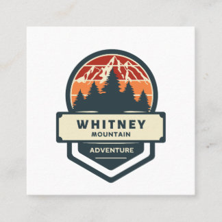 Whitney mountain peak climbing and hiking square business card