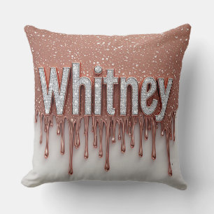 Whitney Name in Rose Gold Dripping Metallic Cushion