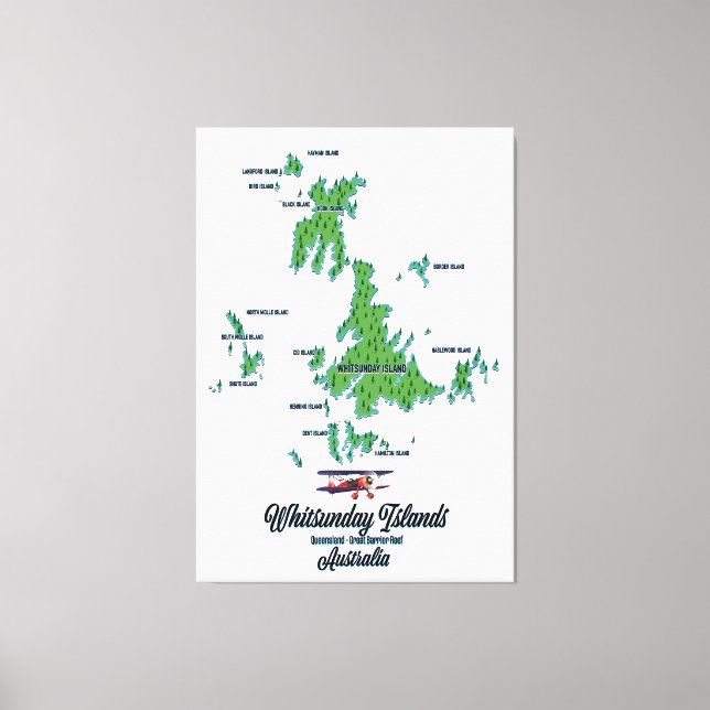 Whitsunday Islands Australia map poster Canvas Print (Front)