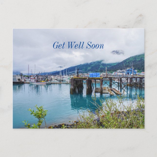Whittier Alaska Harbour Get Well Soon Postcard (Front)