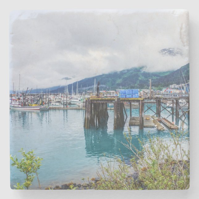 Whittier Alaska Harbour Stone Coaster (Front)