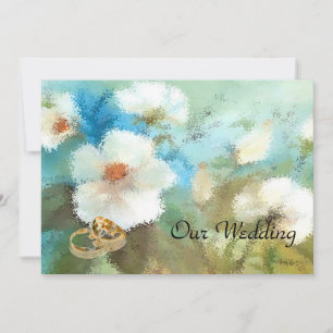 whitw camellias wedding invitation