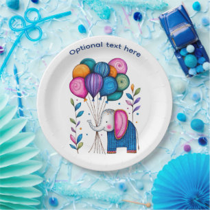 WHMSICAL ELEPHANT BALLOONS PAPER PLATE