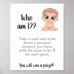 Who Am I? Baby Shower Game Sign Printable