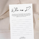 Who am I Bridal Shower Game<br><div class="desc">Who am I is simple and fun bridal shower game. Write down your favourite memory you have with the bride. They will be read out loud and the bride-to-be will need to guess who's memory it is! If she can't guess it was yours,  you win!</div>