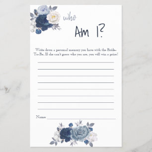 Who Am I? Bridal Shower Game Card Flyer