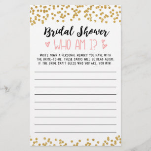 Who am I Bridal Shower or Hen Party game