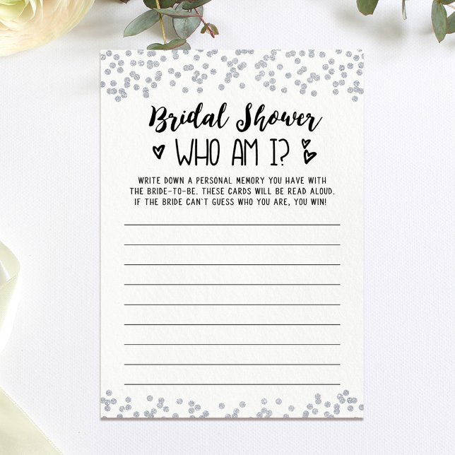 Who am I Bridal Shower or Hen Party game Card (Creator Uploaded)