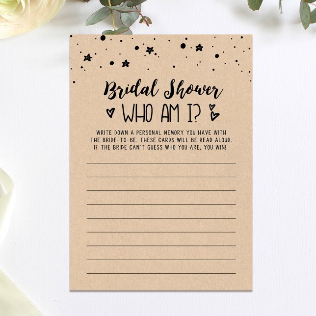 Who am I Bridal Shower or Hen Party game Card (Creator Uploaded)