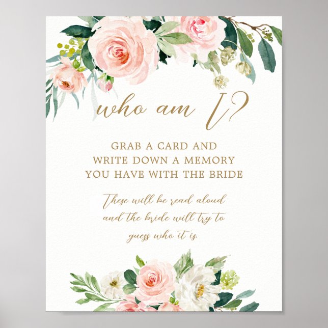 Who Am I Share a Memory with the Bride Game Sign (Front)