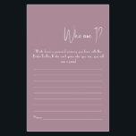 Who Am I? Shower Game Flyer<br><div class="desc">Make it your own by adding your text. To access advanced editing tools, please go to "Personalise", scroll down and press the "click to customise further" link. For more matching designs click the link "Other products from this collection”</div>