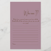 Who Am I? Shower Game Flyer
