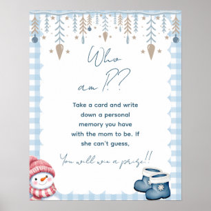 Who Am I Winter Baby Shower Memory Game Sign