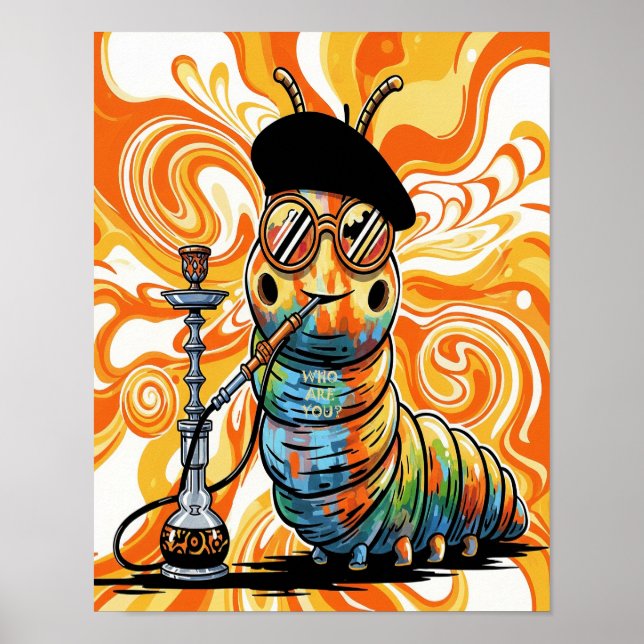 Who Are You? Caterpillar With Hookah Poster (Front)