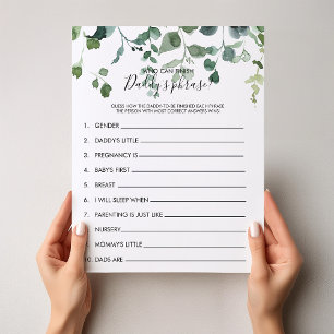 Who can Finish Daddy's Phrase Baby Shower Game