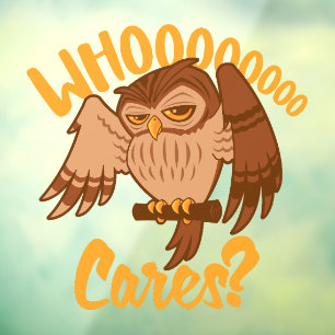 Who Cares Funny Carefree Cartoon Owl Drawing