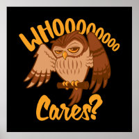 Who Cares Funny Carefree Cartoon Owl Drawing