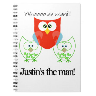 Who da Man? 3 Retro Coloured Owls Spiral Notebook