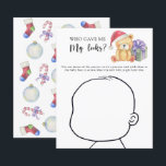 Who gave me my looks baby shower game<br><div class="desc">"There's a Beary Sweet baby on the way". Celebrate with this teddy bear themed baby shower party! Watercolor cute teddy bear with christmas gift,  in santa hat. On the reverse side of the card are holiday christmas pattern (candy cane,  christmas tree ball toy,  christmas socks). Matching items available.</div>