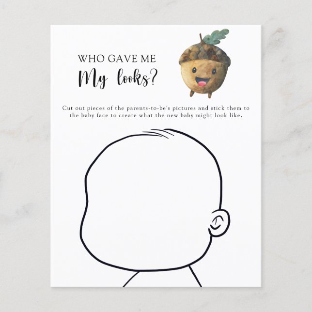 Who gave me my looks baby shower game (Front)