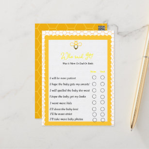  Who Gender reveal party games bumble bee themes  Postcard