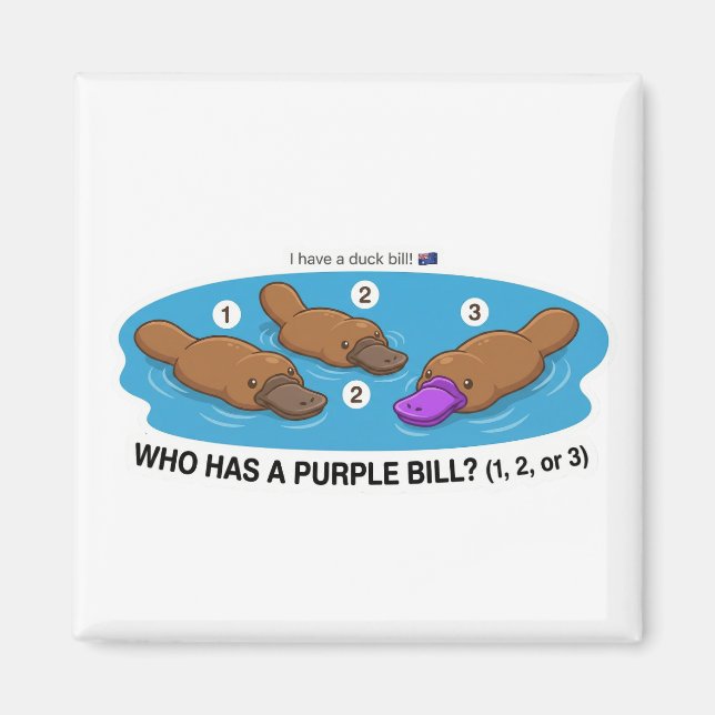 Who Has A Purple Bill? Cute Platypus Australia Gam Magnet (Front)