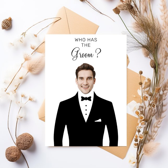 Who Has The Groom Bridal Shower Game Bachelorette Thank You Card (Creator Uploaded)
