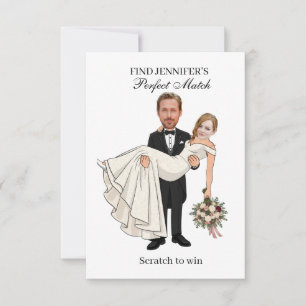 Who Has the Groom bridal shower scratch off Game Thank You Card