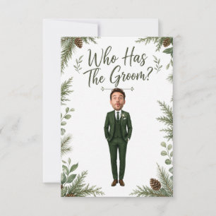 Who Has The Groom personalised bridal shower green Thank You Card