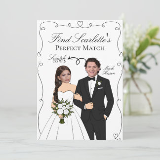 Who Has the Groom? Scratch OFF card, Bridal shower Invitation