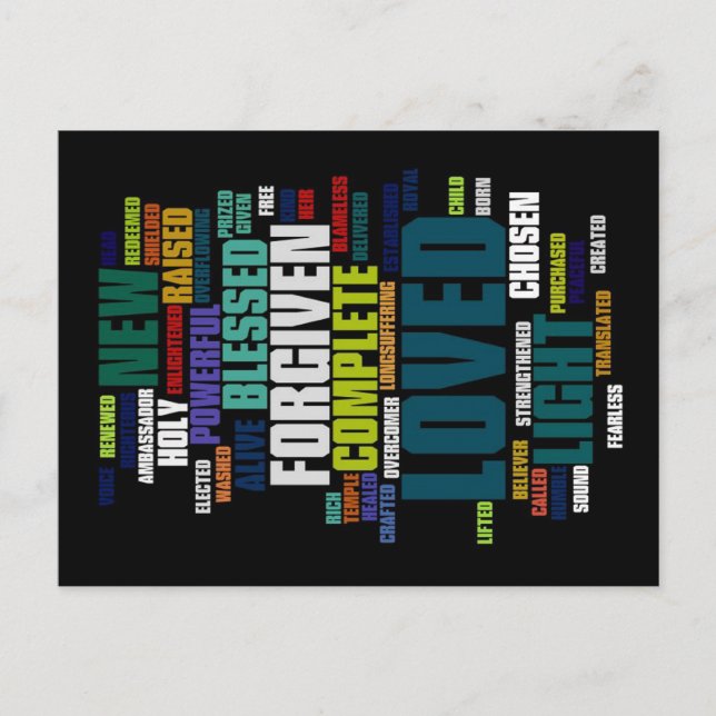 Who I am in Christ Dark Background Postcard (Front)