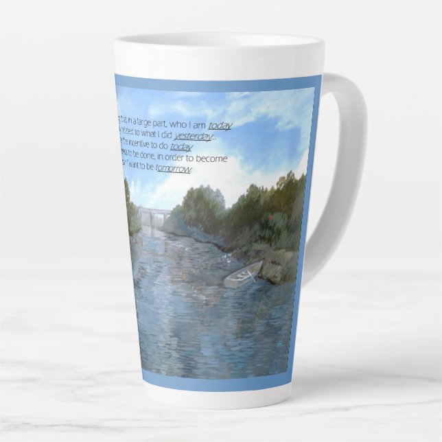 Who I am Today Inspirational Latte Mug (Right Angle)