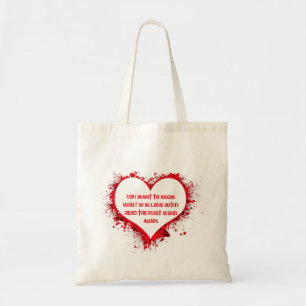 Who I'm in love with, funny text in red heart  Tot Tote Bag