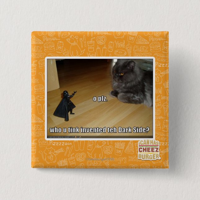 Who invented the dark side? 15 cm square badge (Front)