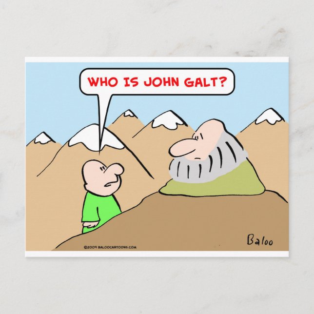 who is john galt ayn rand objectivism postcard (Front)