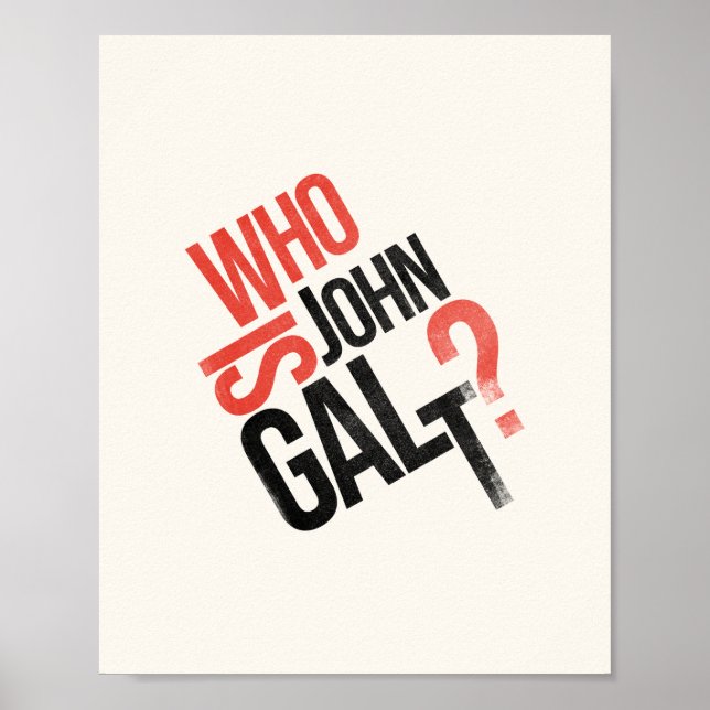 Who Is John Galt? Ayn Rand Poster (Front)