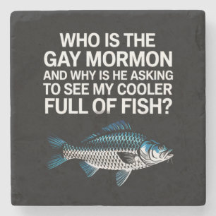 Who Is The Gay Mormon Funny LGBTQ Pride Fish Stone Coaster