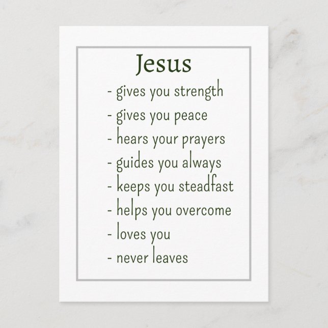 Who Jesus is Comforting Reminder Keepsake Gift Postcard (Front)