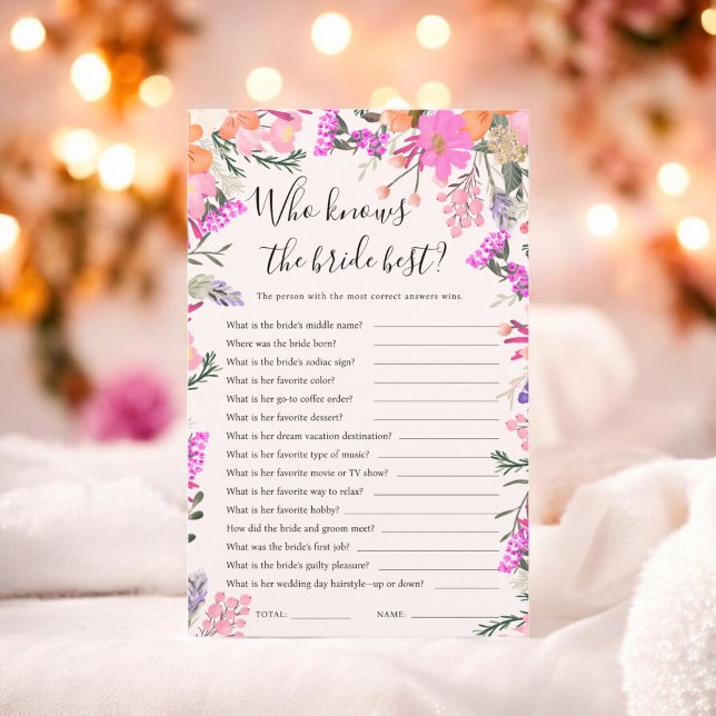 Who know the bride best floral bridal shower game (Who know the bride best floral bridal shower game)