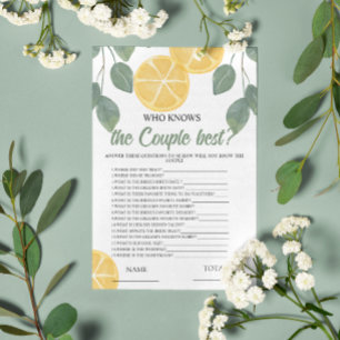 Who knows Couple best Lemon Bridal Game