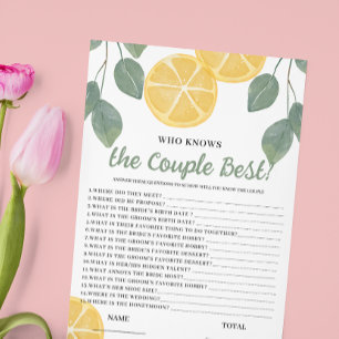 Who knows Couple best Lemon Bridal Game
