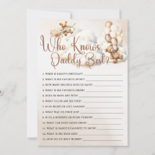 WHO KNOWS DADDY BEST Baby Shower Game Cute Bear Invitation