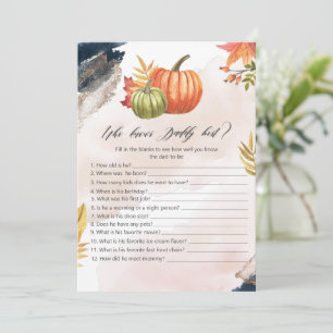 Who Knows Daddy Best Pumpkin Baby Shower Game Card