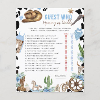 Who Knows Little Cowboy Western Baby Shower Game