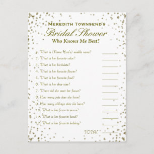 Who' Know's Me Game Gold Confetti Postcard