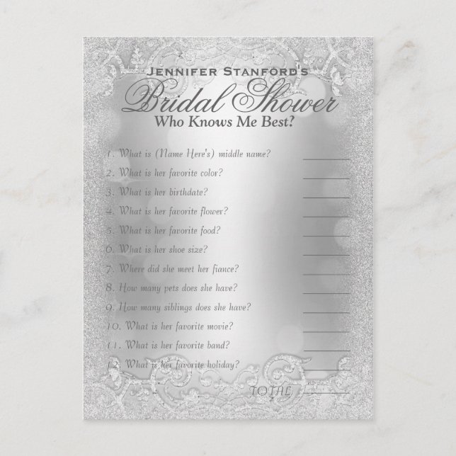 Who' Know's Me Game | Silver Elegance Postcard (Front)