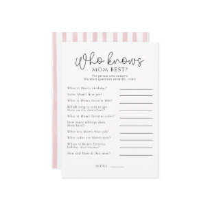 Who Knows Mom Best Baby Shower Game Card