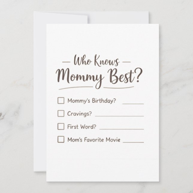 Who Knows Mommy Best? – Baby Shower Game Card (Front)