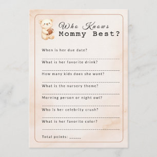 Who Knows Mommy Best? Sporty Bear Football Game Invitation